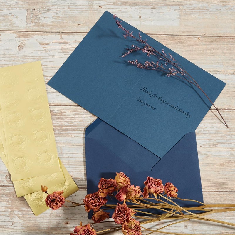Toperd 50 Pack Navy Blue A6 Envelopes with Cards 4x6 Thick Folded Cardstock and Gold Stickers for Greeting Cards, Wedding, Birthday, Invitations, Baby Showers (Navy Blue, 4x6) - Image 4